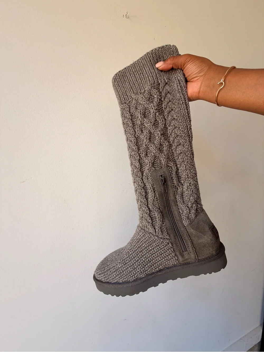 UGG Women's Taupe Knit Cable Tall Boot
